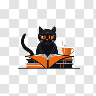 Cat Reading Book
 - Black Cat With Books Transparent PNG