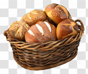 Breads In Basket - Basket Of Fresh Bread Transparent PNG