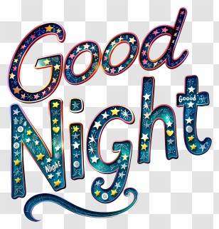 Good Night - Good Night Typography With Starry Elements Transparent PNG