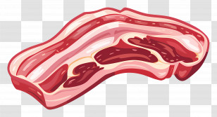 Bacon - Raw Meat Slice Illustration With Marbled Texture Transparent PNG