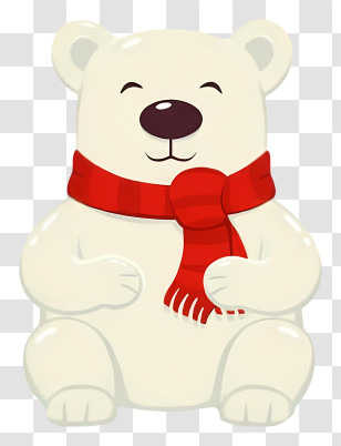 Polar Bear - White Bear With Red Scarf Transparent PNG