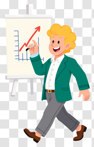 Businessman Giving Presentation - Man Presenting Growth Chart Transparent PNG