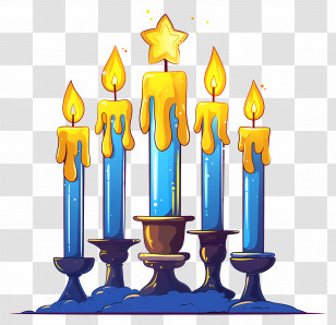 Hanukkah Candles - Candles With Star-Shaped Flames Transparent PNG