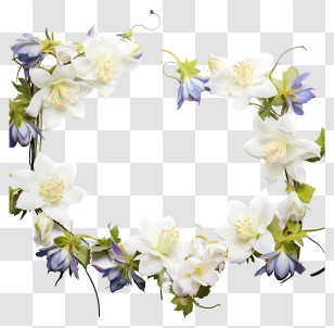 Flower Frame - Floral Wreath Of White And Purple Flowers Transparent PNG