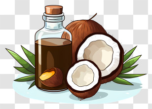 Coconut Walnut Oil - Coconuts And Oil Cartoon Illustration Transparent PNG