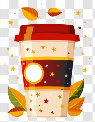 Eco Cup - Autumn-Themed Coffee Cup With Leaves Transparent PNG