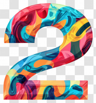 Number 2 - Colorful Number Two Design Illustration Transparent PNG