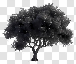 Animated Tree - Black Tree Silhouette With Foliage Transparent PNG