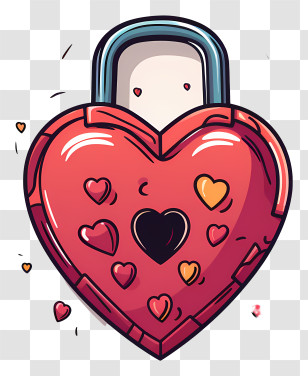 Key - Heart-Shaped Padlock In Vibrant Red Transparent PNG