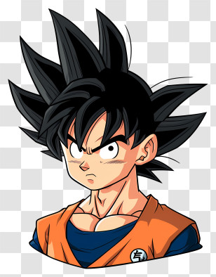 Goku - Stylized Cartoon Hero With Intense Expression Transparent PNG