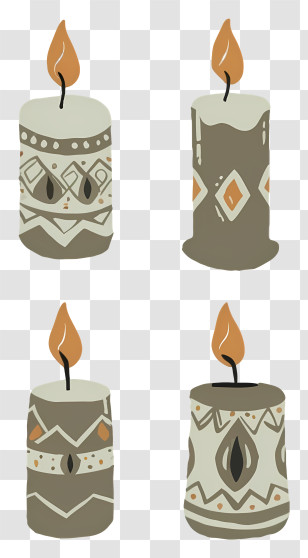 Cartoon - Set Of Decorative Patterned Candles Transparent PNG
