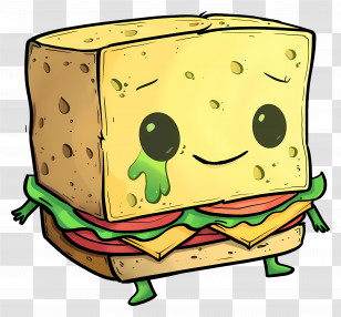 Cartoon Sandwich Character - Cute Cartoon Sandwich Character Transparent PNG