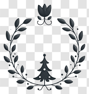 Line Art Wreath - Minimal Black Wreath Emblem Transparent PNG