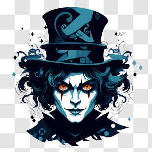 Mad Hatter Day - Man With Top Hat And Dark Makeup Transparent PNG