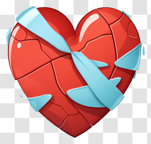 Heart - Illustration Of Cracked And Taped Cartoon Heart Transparent PNG