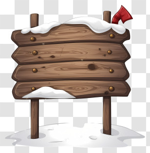Winter Sign - Snow-Covered Wooden Signboard Transparent PNG