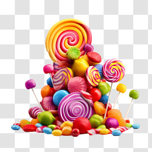 Candy Day - Pile Of Colorful Candies And Lollipops Transparent PNG