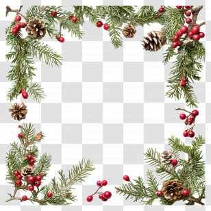 Christmas Border - Festive Pinecone And Berry Christmas Frame Transparent PNG