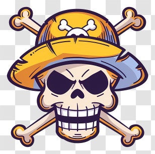 One Piece Jolly Roger - Pirate Skull With Hat And Crossbones Transparent PNG