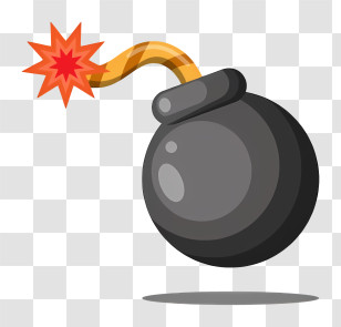 Timer Bomb - Black Bomb With Curved Fuse Transparent PNG