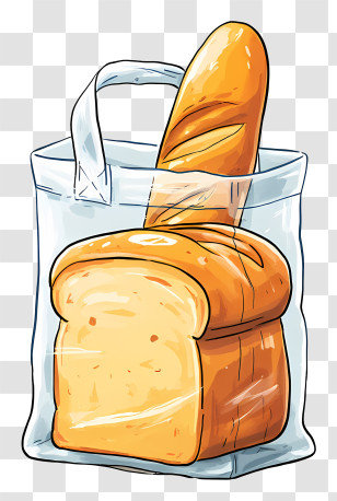 Bread In Plastic Bag - Bread And Baguette In Bag Transparent PNG