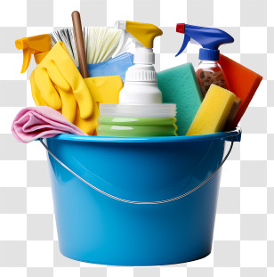 Cleaning Supplies - Cleaning Supplies In Blue Bucket Transparent PNG