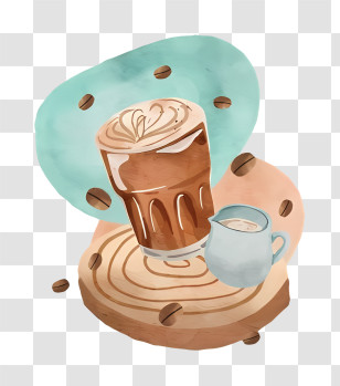 Coffee - Coffee With Cream And Coffee Beans Transparent PNG