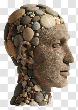 Cartoon - Creative Stone Head Sculpture Transparent PNG