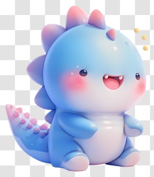 Kawaii Dinosaur - Cute Blue Dino Cartoon Transparent PNG