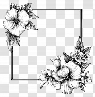 Modern Frame - Black And White Floral Frame Design Transparent PNG