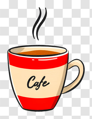Cafe Logo - Steaming Coffee Cup Transparent PNG