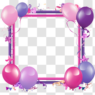 Birthday Frame - Party Balloons Decorative Frame Transparent PNG