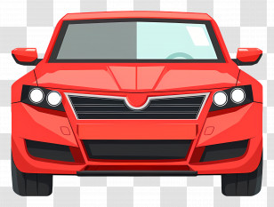 Simple - Red Car Front View Digital Art Transparent PNG