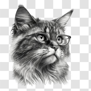 Cool Cat
 - Cat Illustration With Glasses Transparent PNG