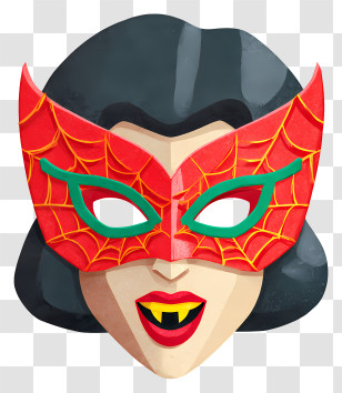 Vampire Woman - Red Vampire Spiderweb Mask Illustration Transparent PNG