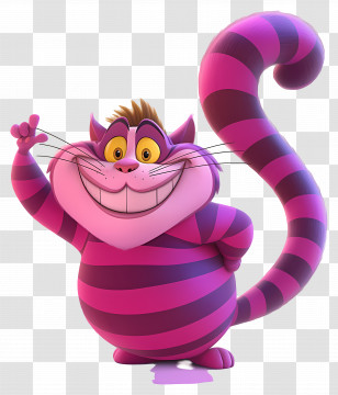 Cheshire Cat - Purple Striped Cartoon Cat Illustration Transparent PNG