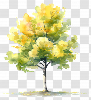 Ginkgo Tree - Beautiful Watercolor Tree Illustration Transparent PNG