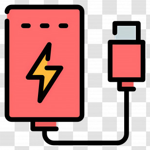 Power Bank - Red Power Bank With USB Cable Transparent PNG