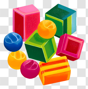 Cluster Gummy Candy - Colorful Geometric Shapes For Kids Transparent PNG