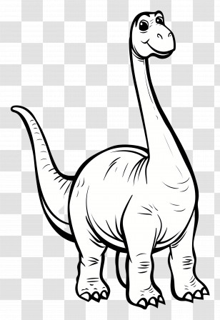 Dinosaur - Black And White Dinosaur Illustration For Kids Transparent PNG