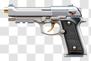 Gun Emoji - Silver Gun With Brown Handle Transparent PNG