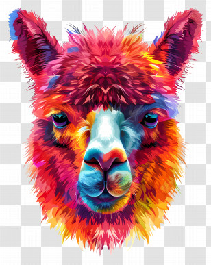 Alpaca Face - Colorful Llama Illustration Transparent PNG