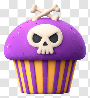 Halloween Cupcake With Skull - Halloween Skull Cupcake Transparent PNG