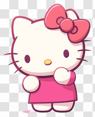 Hello Kitty - Hello Kitty Wearing A Pink Outfit In Cute Pose Transparent PNG