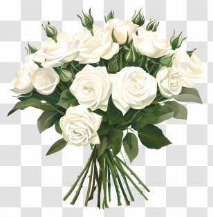 Bouquet Of White Roses - Elegant Bouquet Of White Roses Transparent PNG