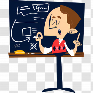 Cartoon Teacher - Cartoon Teacher At Chalkboard Transparent PNG