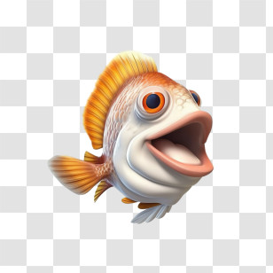 Fish - Cartoon Fish With Big Eyes And Open Mouth Transparent PNG