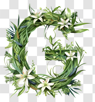Letter G - Decorative Floral Letter G With Green Leaves And Flowers Transparent PNG