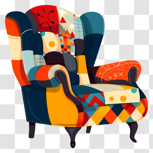 Armchair - Colorful Patchwork Armchair Transparent PNG