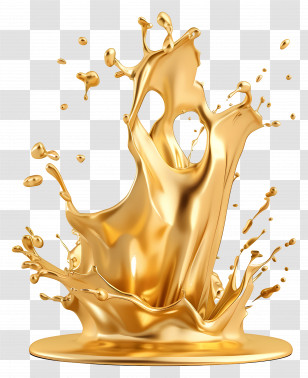 Gold Splash - Abstract Gold Liquid Splash Transparent PNG